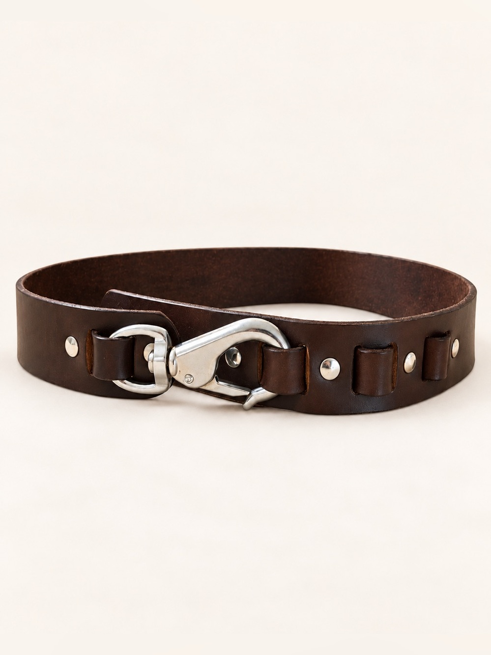 Isaiah Kincaid Brown Leather Snap Hook Belt Size 30 Made in USA
Description: